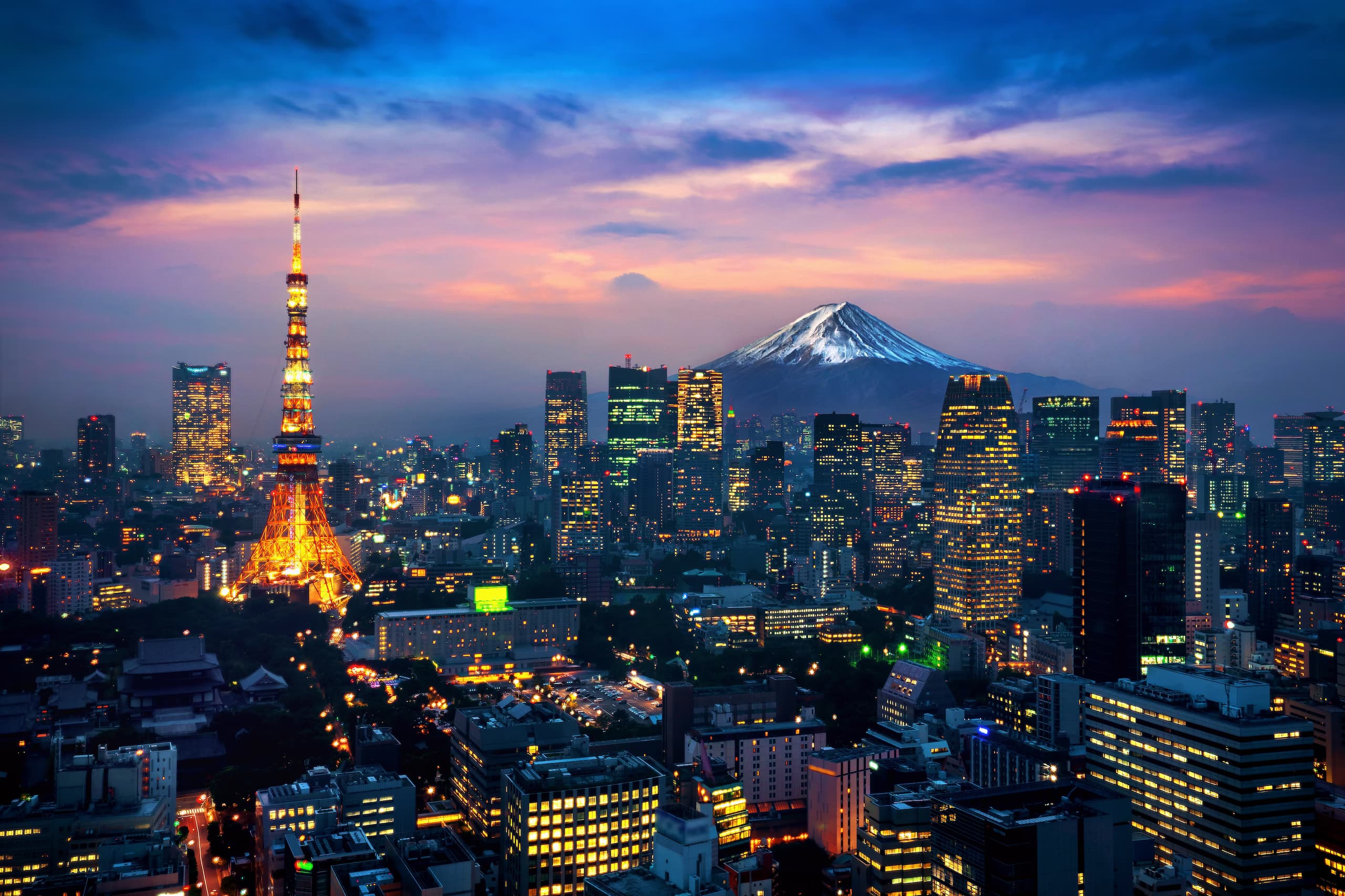 Tokyo Cityscape With Fuji Mountain